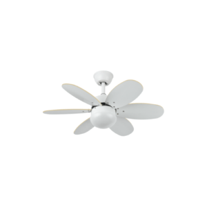 Ventilador Dc Alves 2xe27 Blanco Con 6 Aspas Rev. Blanco/haya 41x85d C/ Remoto Y Temporizador